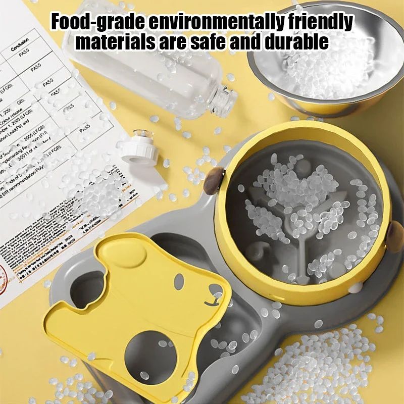 Pet Feeder Bowls Set with Water Bottle - 15° Tilted Design