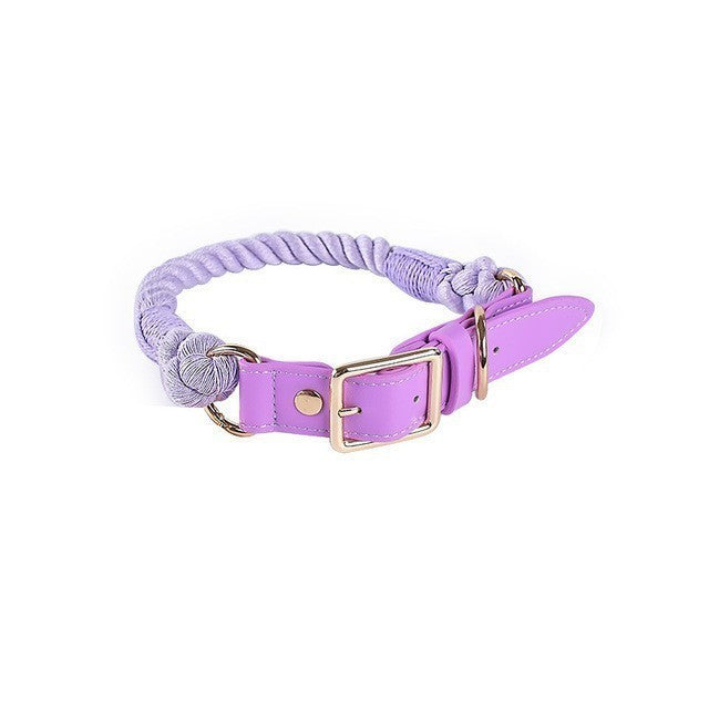 Cotton Rope Woven Leather Pet Leash