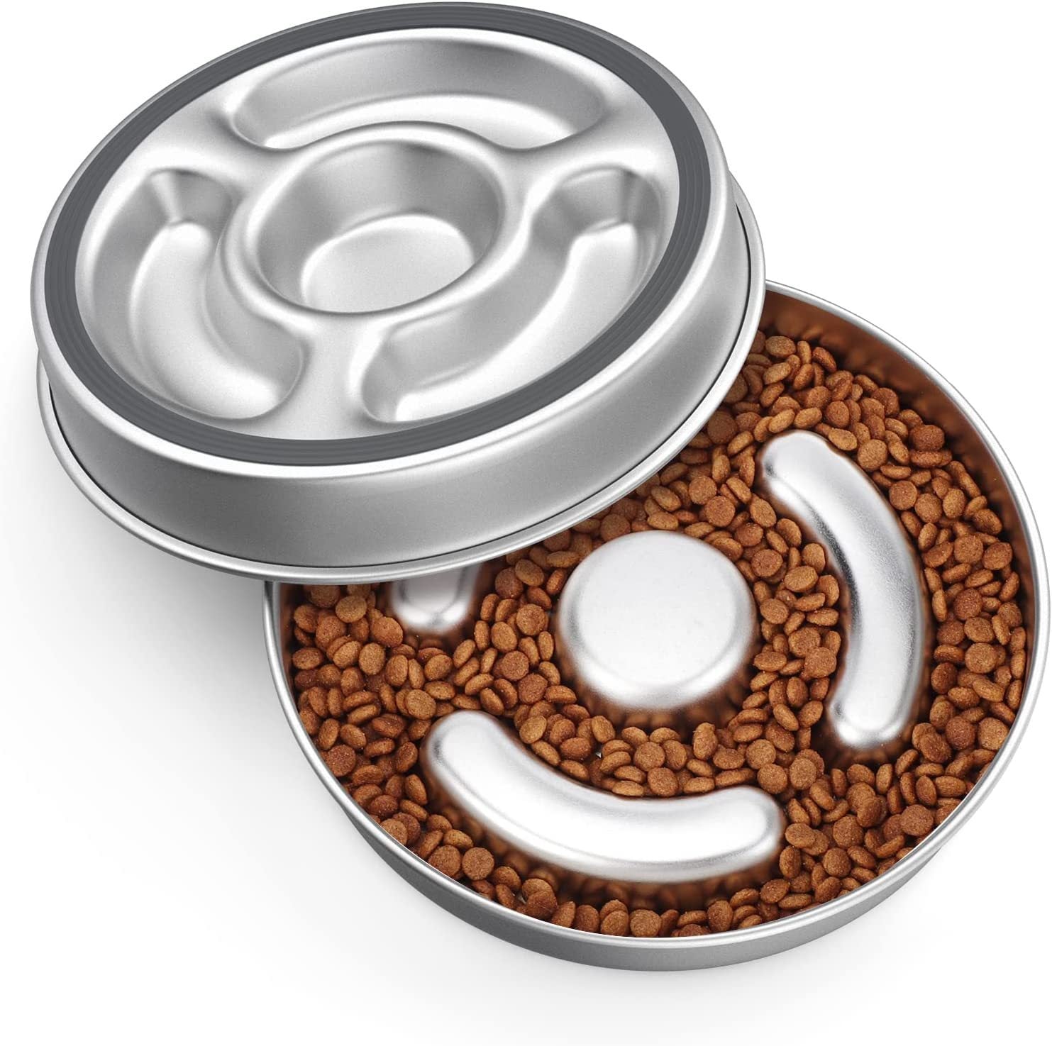 Pet Slow Feeding Bowl - Stainless Steel with Neck Protector