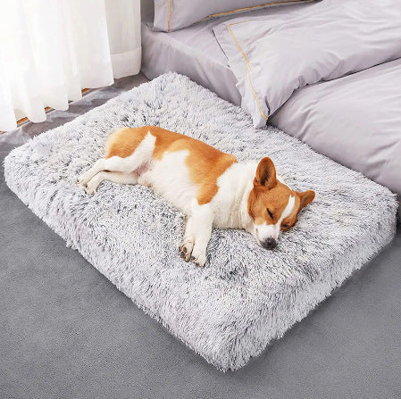 Plush Square Pet Bed Wave