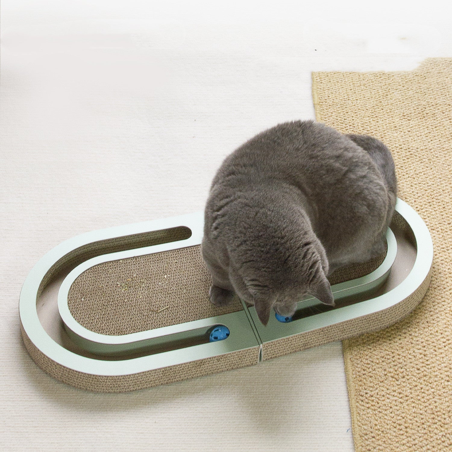 Corrugated Paper Folding Cat Grab Board With Ball