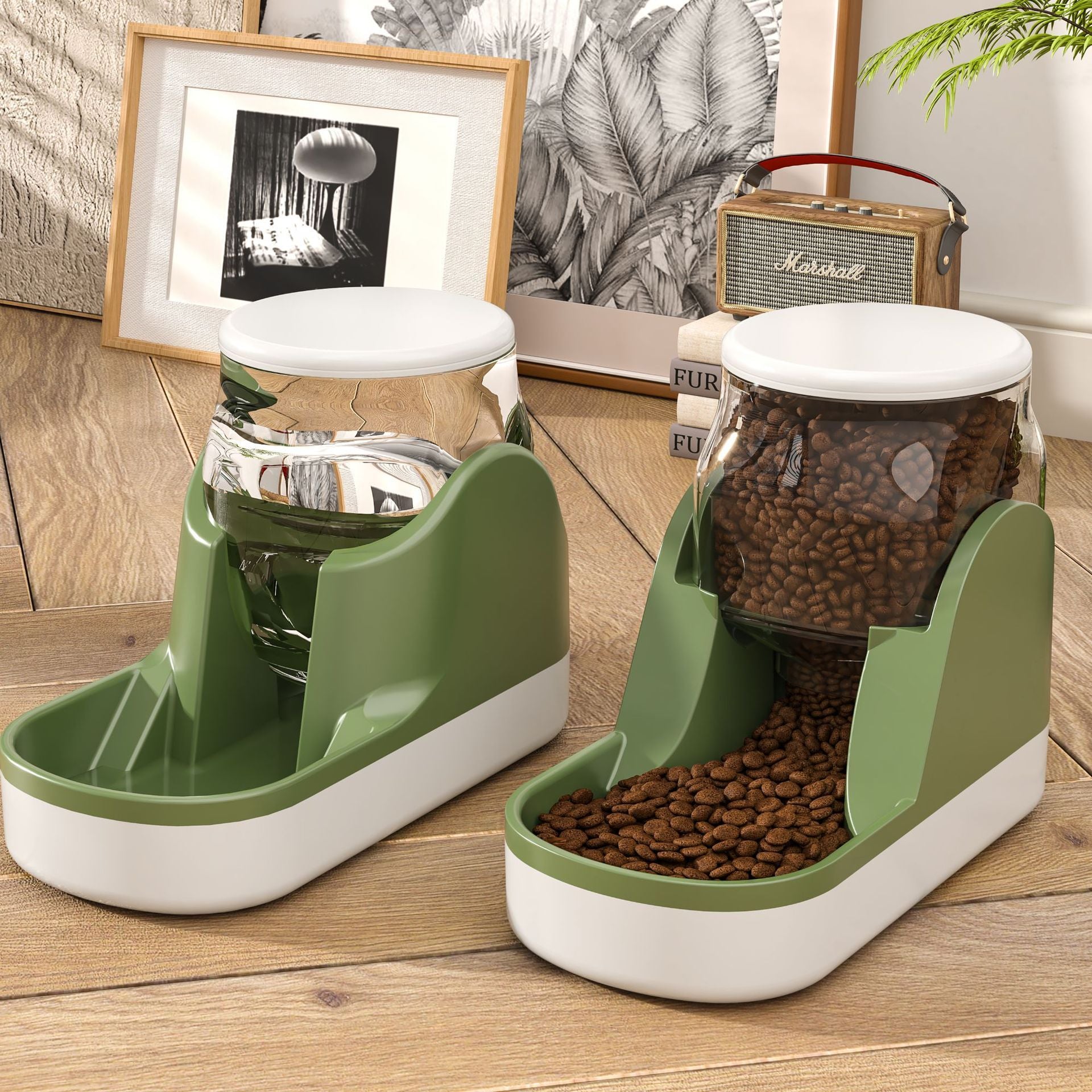 Cat Water Fountain & Automatic Pet Feeder - Large Capacity Combo