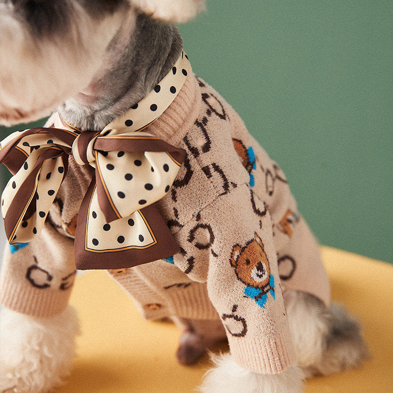 Pet Teddy Schnauzer Sweater Cardigan