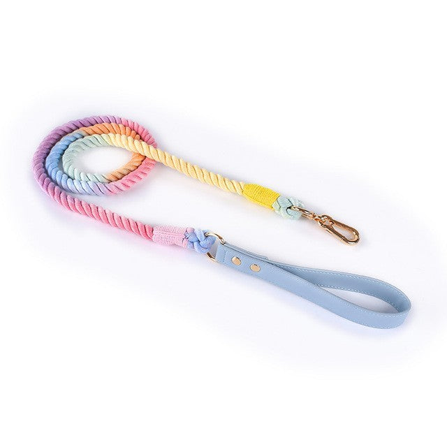 Cotton Rope Woven Leather Pet Leash