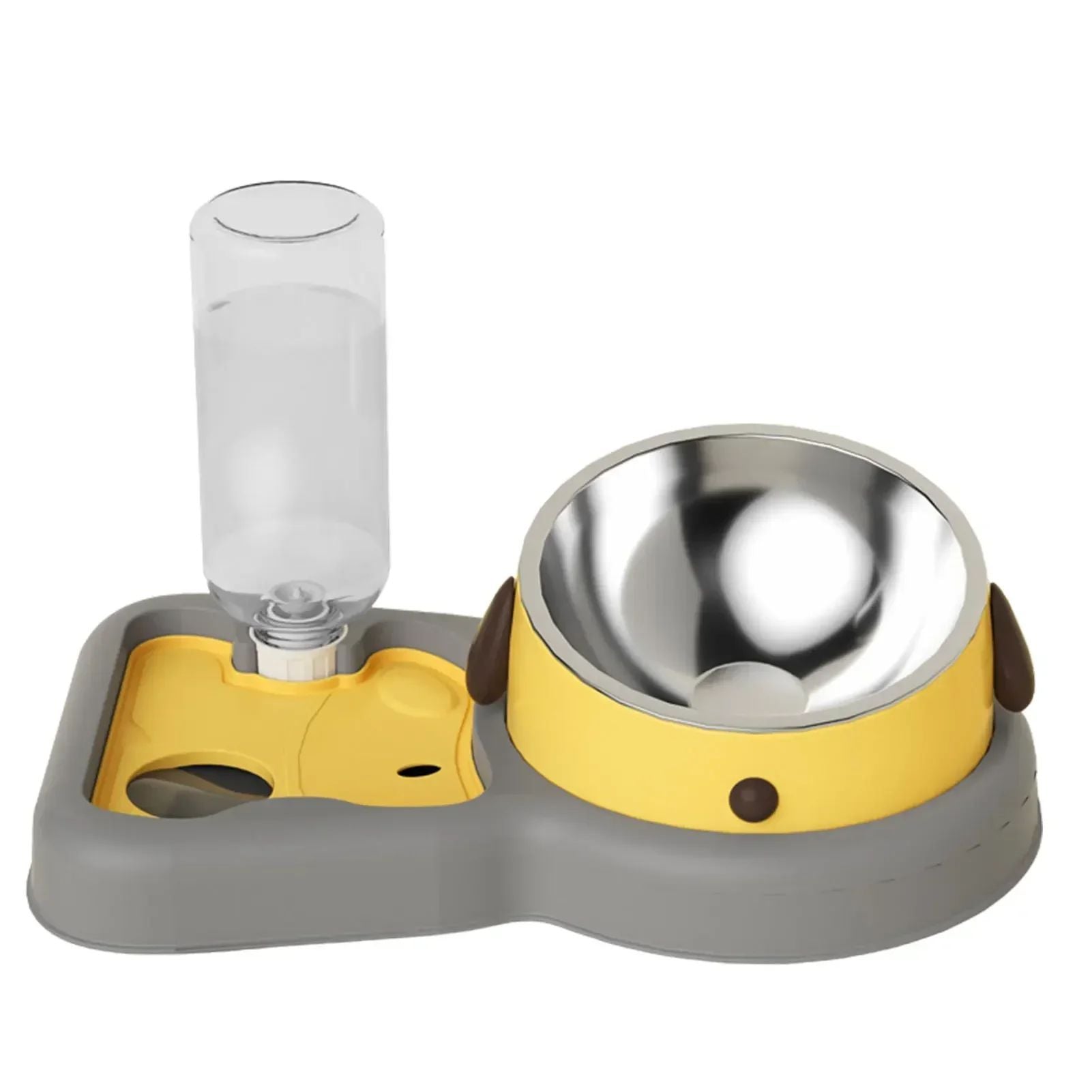 Pet Feeder Bowls Set with Water Bottle - 15° Tilted Design