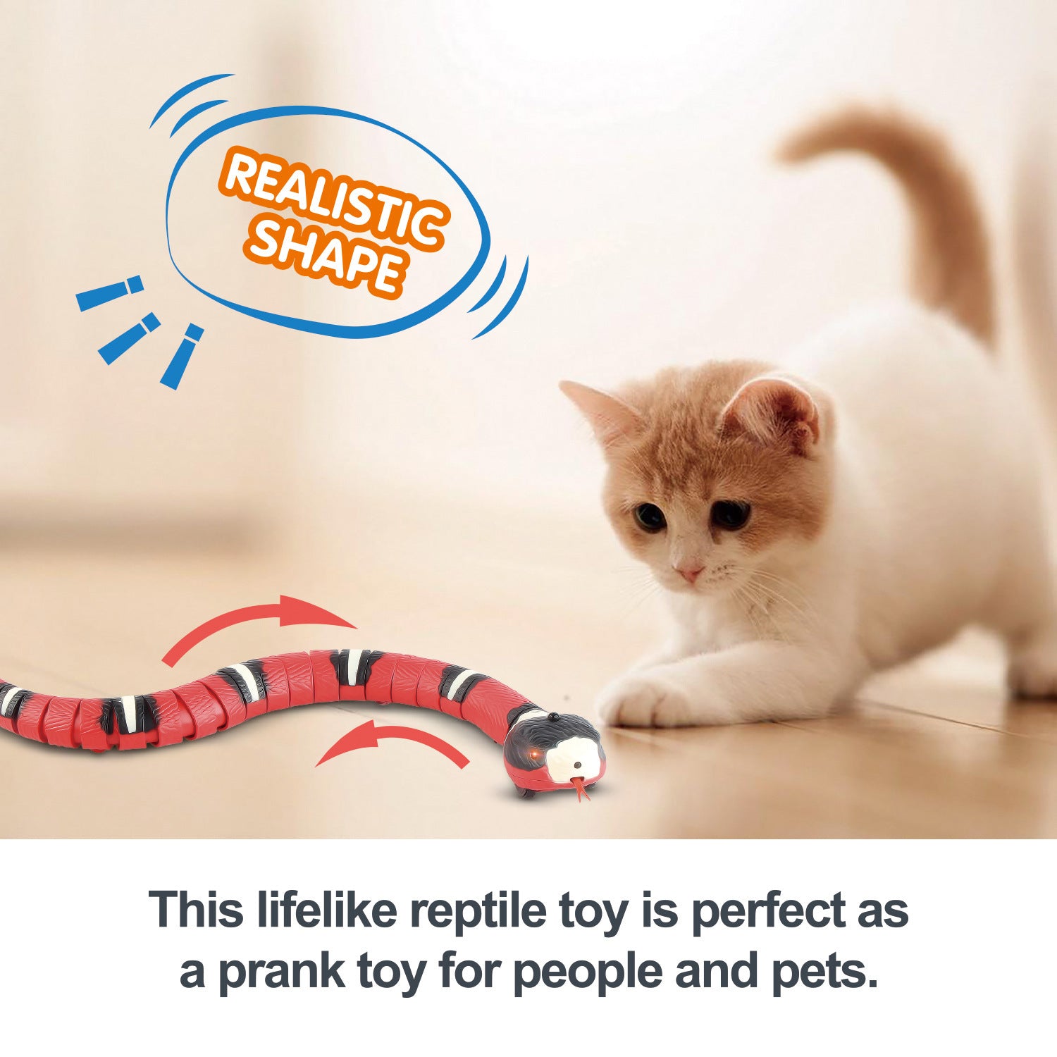 Smart Sensing Electronic Snake Cat Toy - USB Rechargeable Interactive Teaser