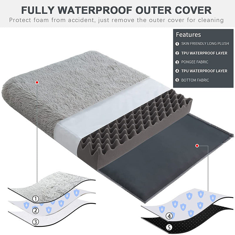 Plush Square Pet Bed Wave